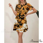 Latest Summer Fashion Floral Pattern Circular Neck Dress