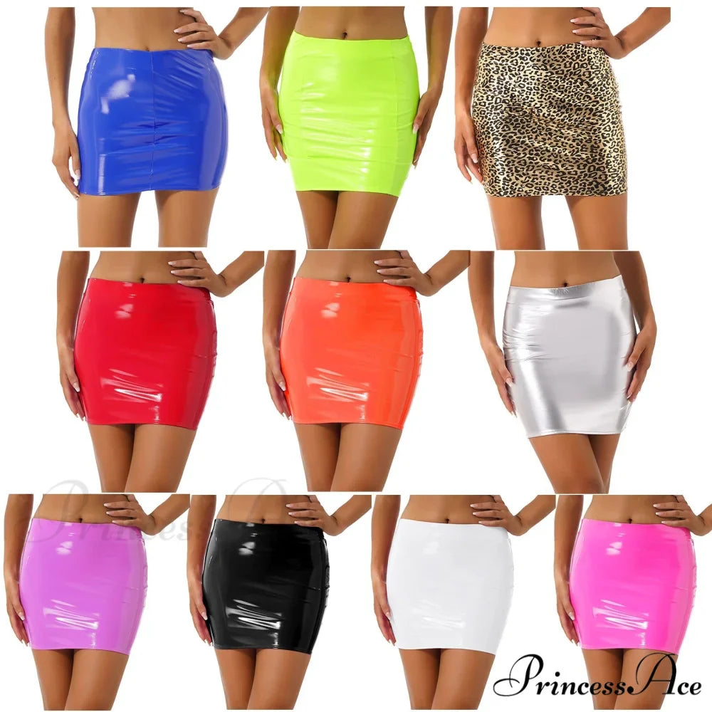 Latex Patent Leather Miniskirt