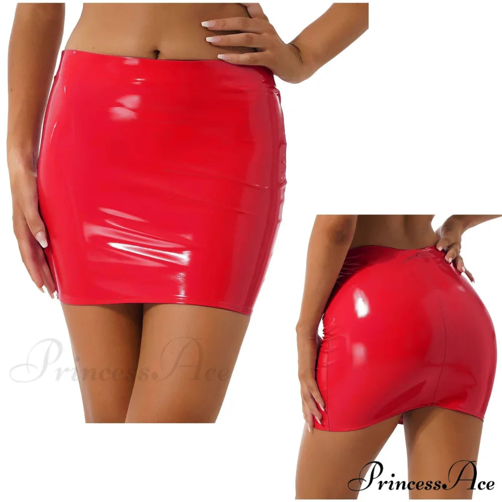Latex Patent Leather Miniskirt