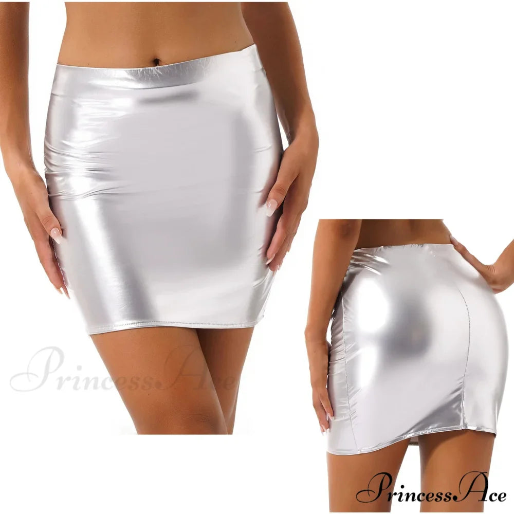 Latex Patent Leather Miniskirt