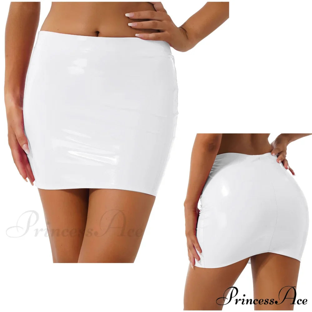 Latex Patent Leather Miniskirt