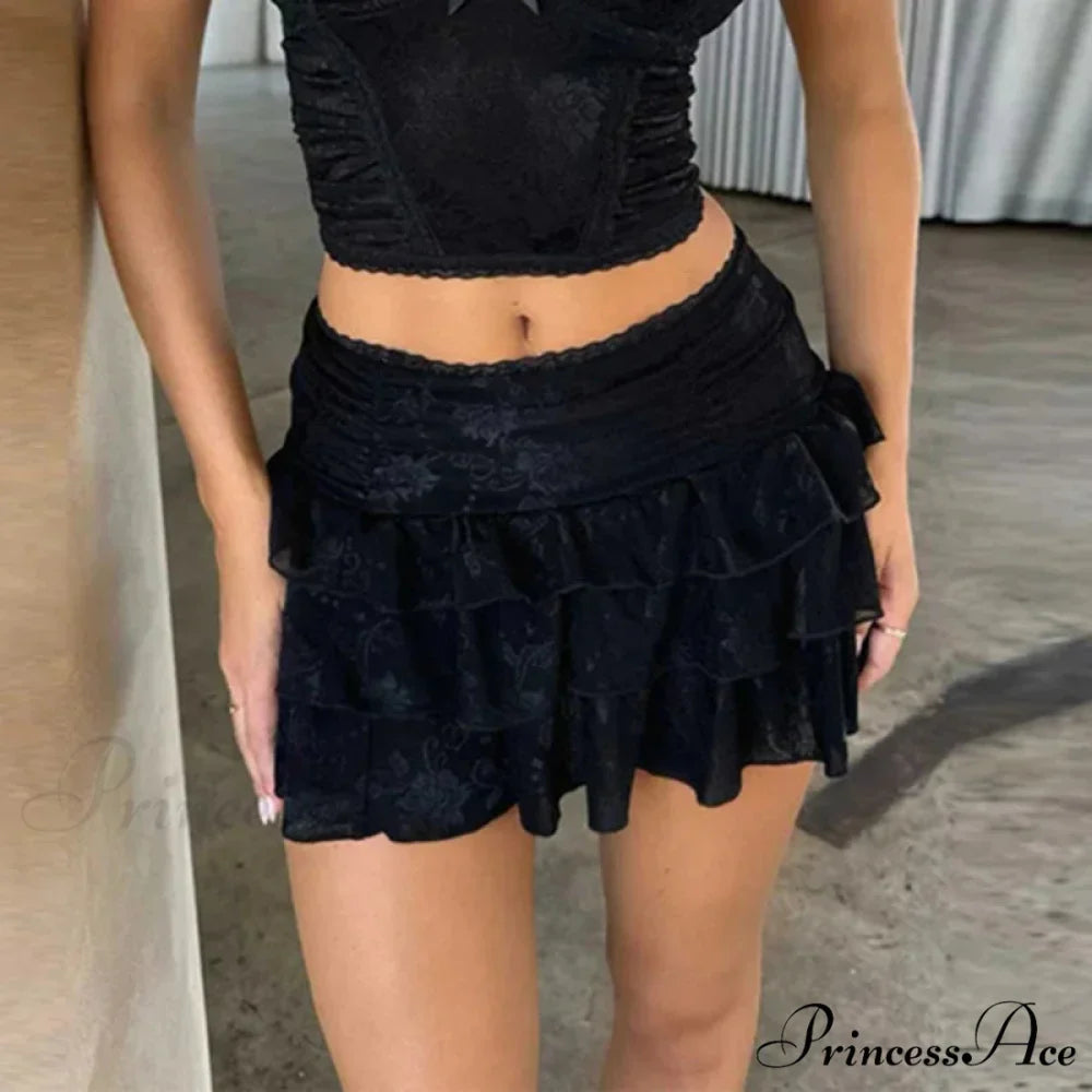 Layered Blossom Lace Mini Skirt
