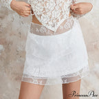 Layered Blossom Net White Skirt
