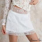 Layered Blossom Net White Skirt