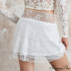 Layered Blossom Net White Skirt