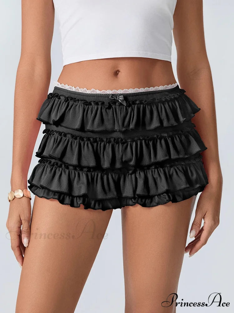 Layered Flounced Stretchy Waist Short