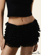 Layered Frill Ribbon Patchwork Short