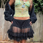 Layered Lace Flounced Retro Skirt