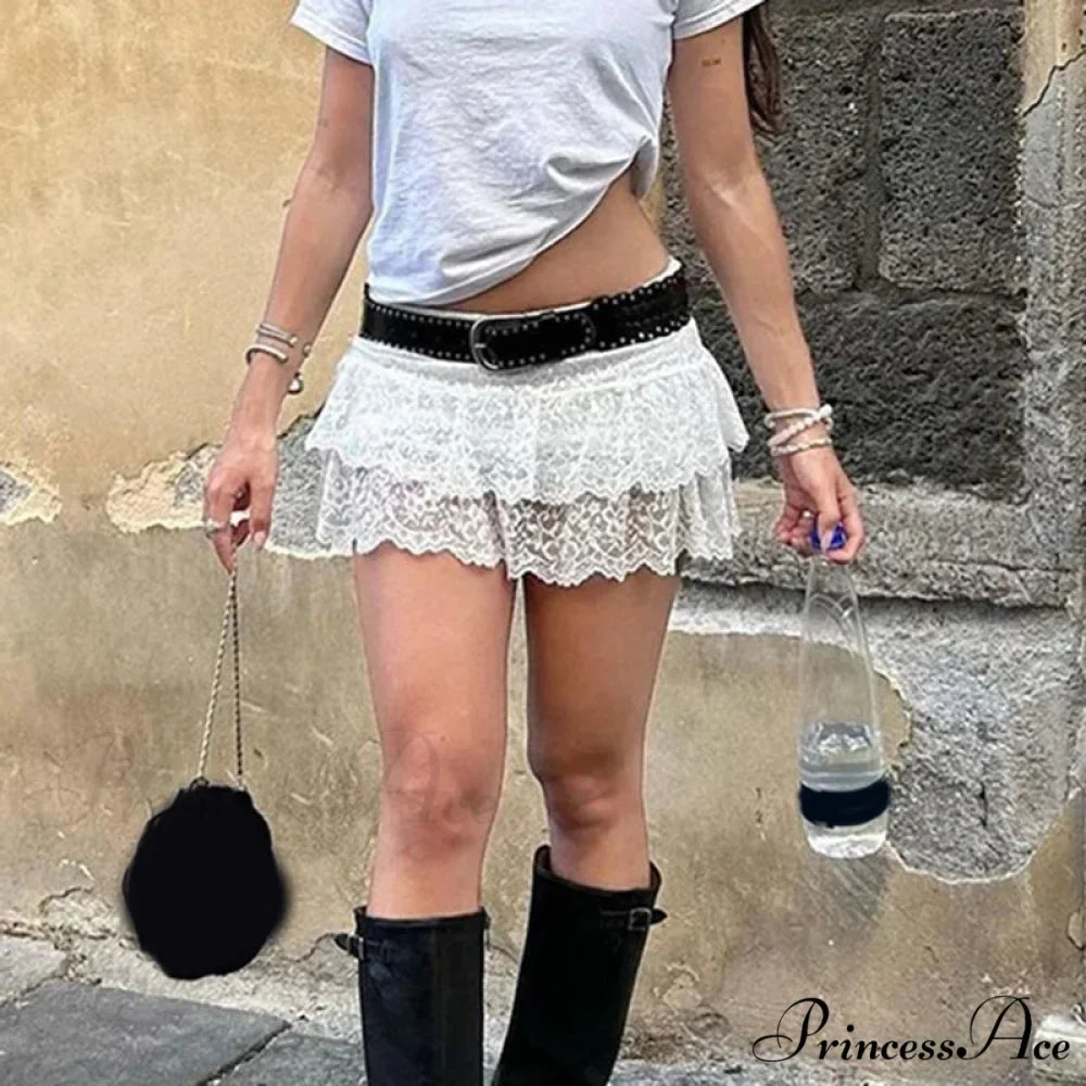 Layered Lace Lower Waist Skirt