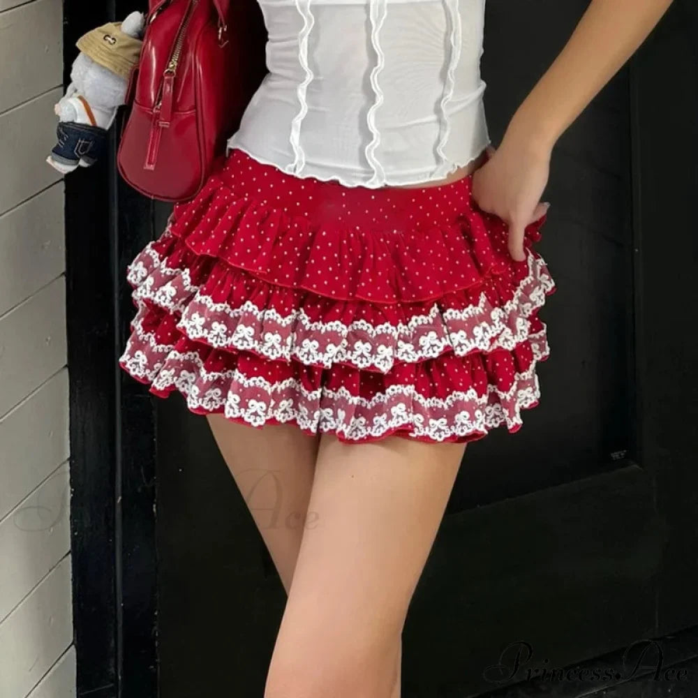 Layered Lace Trim Bloomers Skirt
