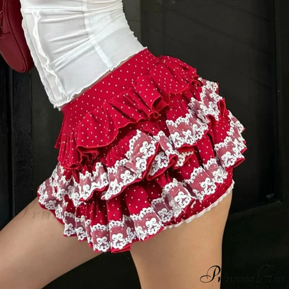 Layered Lace Trim Bloomers Skirt