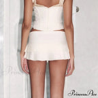 Layered Side Fastened Short Skirt