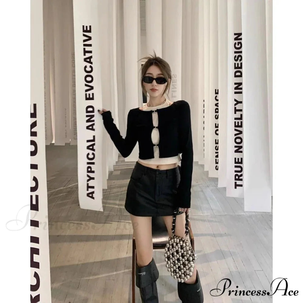 Leather Coquette Slim High Waisted A-line Casual Skirt