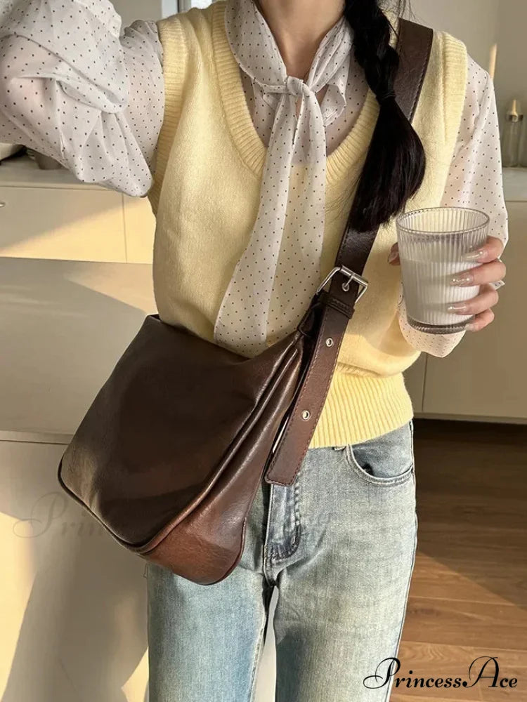 Leather Lavish Messenger Crossbody Bag