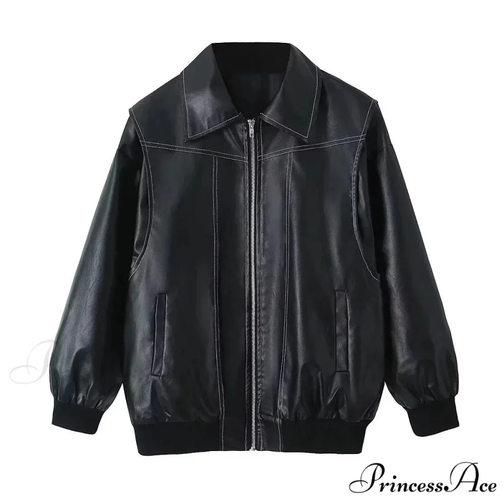 Leather Streetwear Red Coat