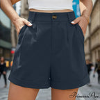 Leg High Waist Linen Pleated Zippered Wrap Commuting Casual Summer Short