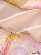 legant Print Hollow Out Pleated Mini Boho Dress