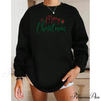 Leisure Merry Alphabet Printed Soft Round Neck Retro Christmas Hoodie