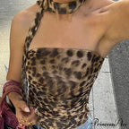 Leopand Gathered Scarf Crop Top