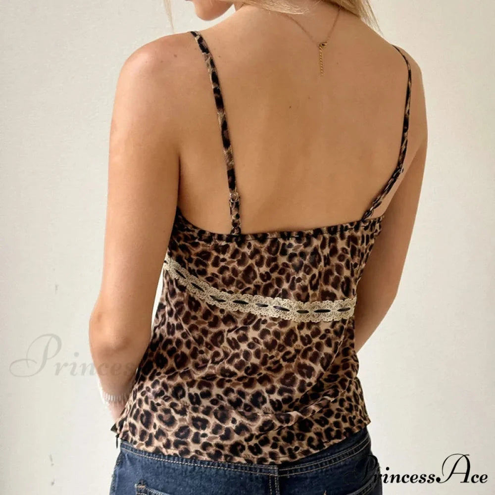 Leopand Lace Open-Back Crop Top