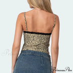 Leopand Lace Trim Short Top