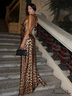 Leopard Backless Camisole Party Dress