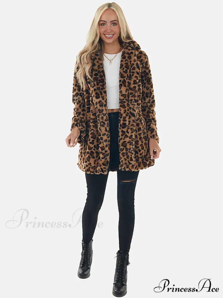 Leopard Bear Hooded Trendy Cute Fuzzy Romper