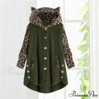Leopard Patchwork Cat Ears Coat