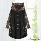 Leopard Patchwork Cat Ears Coat