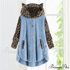 Leopard Patchwork Cat Ears Coat