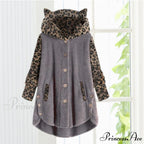 Leopard Patchwork Cat Ears Coat