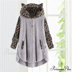Leopard Patchwork Cat Ears Coat