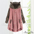 Leopard Patchwork Cat Ears Coat