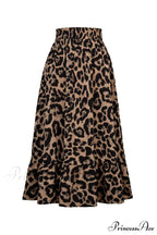 Leopard Print Pleated High Waist Skirt