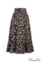 Leopard Print Pleated High Waist Skirt