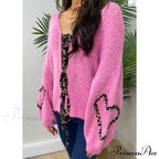 Leopard Ribbon Tie V-neck Cardigan