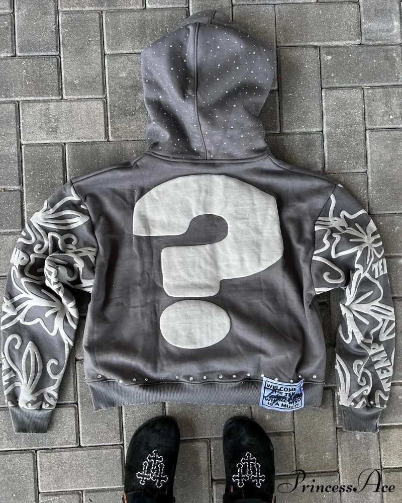 Letter Design Zip Hoodie