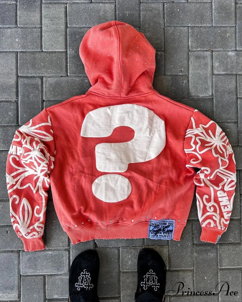 Letter Design Zip Hoodie