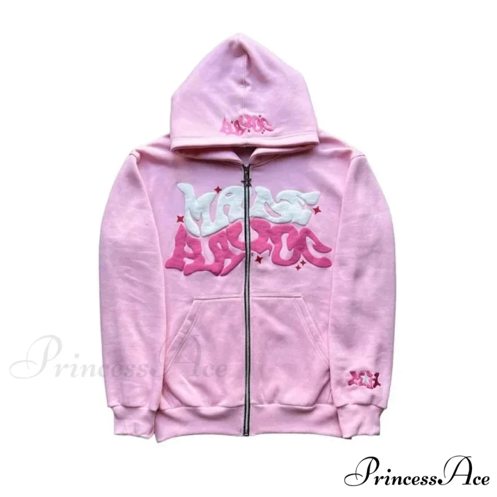 Letter Design Zip Hoodie