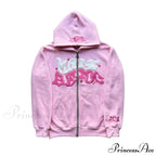 Letter Design Zip Hoodie