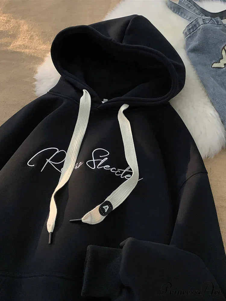 Letter Print Fall Gothic Style Hoodie