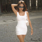 Letter Print Ribbed Tank Bodycon Mini Dress