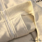 Letter Print Zip Up Hoodies