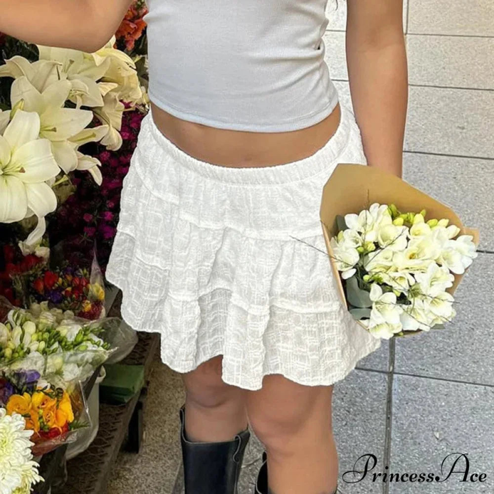 Light Checked Stretchy Waist Skirt