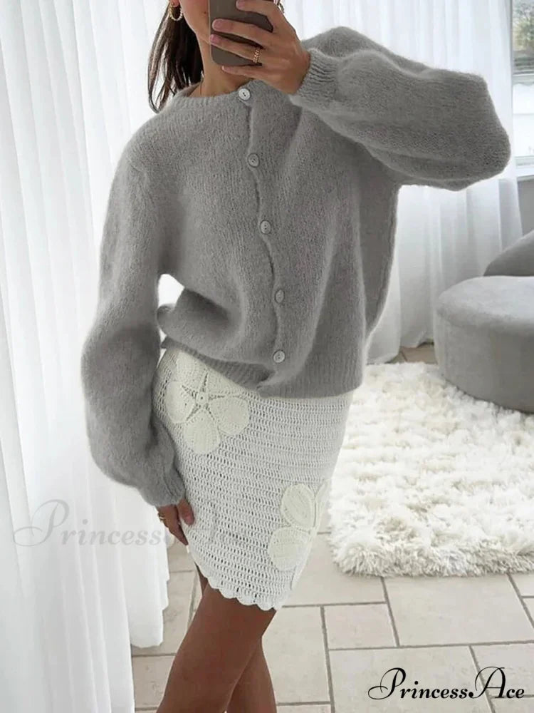 Light Long Sleeve Solid Knit Cardigan