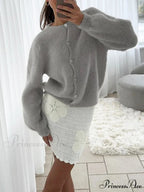Light Long Sleeve Solid Knit Cardigan