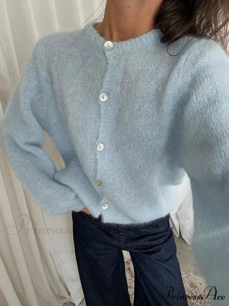 Light Long Sleeve Solid Knit Cardigan