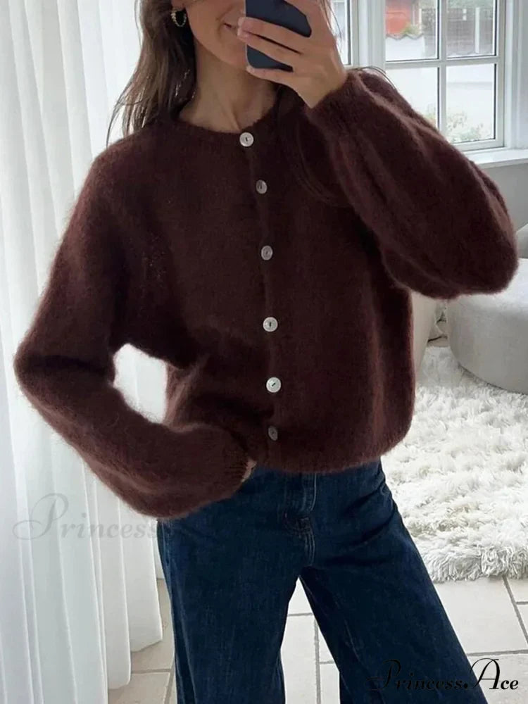 Light Long Sleeve Solid Knit Cardigan