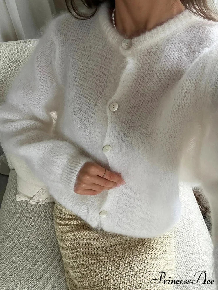 Light Long Sleeve Solid Knit Cardigan