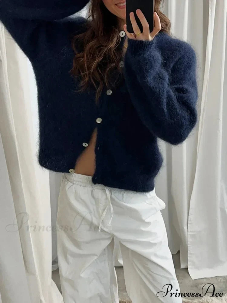 Light Long Sleeve Solid Knit Cardigan